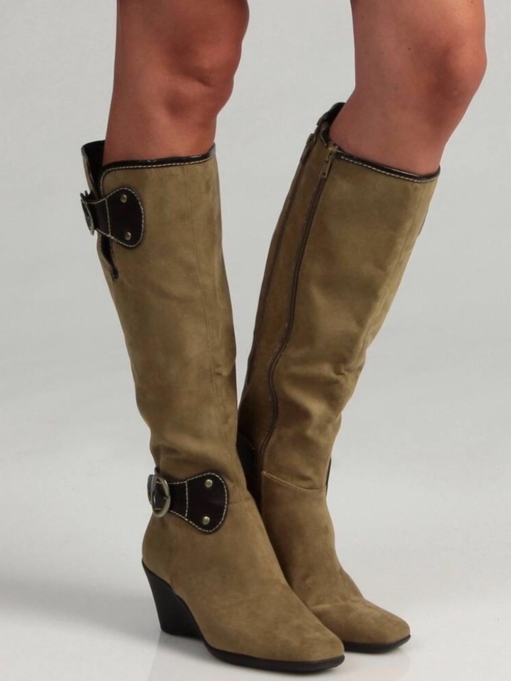 Aerosoles knee high wedge buckle accent boots
